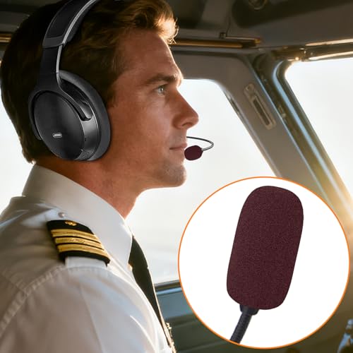 Image of SOULWIT Replacement Mic Cover for Bose A20 /A30 Aviation Headset, Microphone Spongue Filter 4-Pack Foam Cover WindScreen - Burgundy