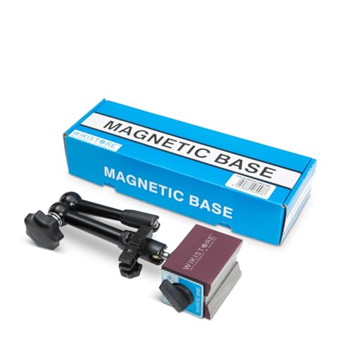 WIKISTORE BASE DE COMPARADOR, Reloj comparador de precisión articulado y articulado, Base de comparador magnética con imán 60 kg, Altura 365 mm y rosca M8