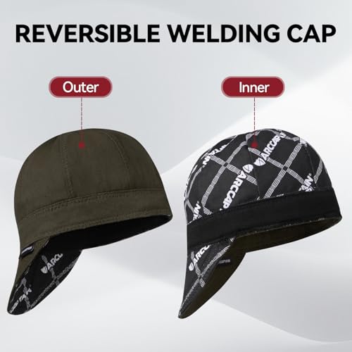 Image of ARCCAPTAIN Reversible Welding Cap, 8-Panel FR Welders Cap, Brownish, 8