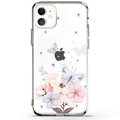 Housse iPhone 11 transparente motif papillon rose pour le quotidien