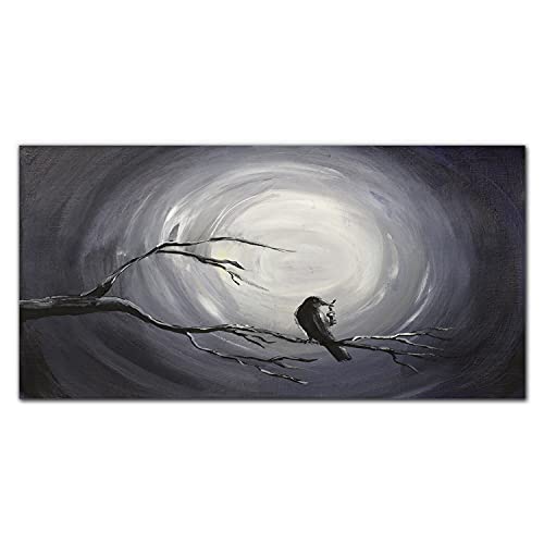 Tableau en verre oiseau de nuit anti-poussiere deco murale durable