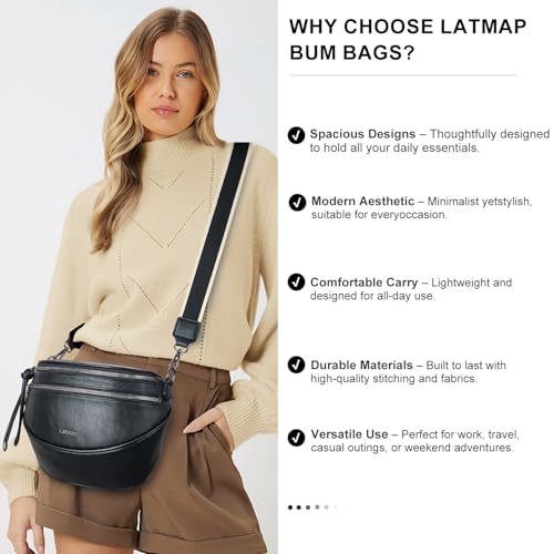 Image of Crossbody Sling Bags For Women Bum Purses Handbags Go Free Cross Body Fanny Packs For Woman Mon Shoulder Bag Gifts Black