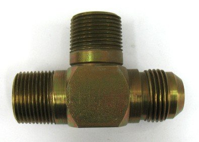 AF 2607-04-02-02 - 1/4 Male JIC 37 Degree Flare (7/16''-20 Threads) X 1/8 Male Pipe (.405''-27 Threads) X 1/8 Male Pipe (.405''-27 Threads) Run Tee