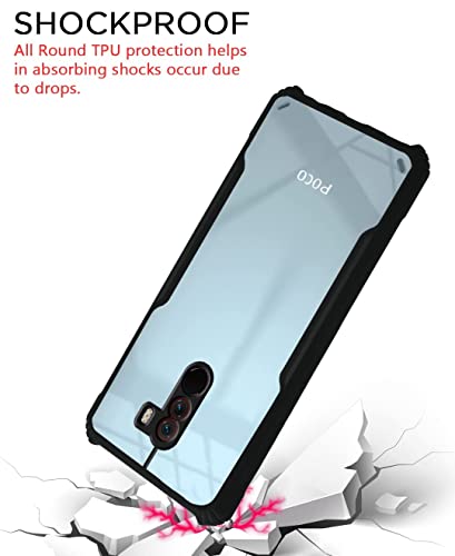 Image of Dashmesh Shopping Shockproof Crystal Clear Back Cover Case for Poco F1 | 360 Degree Protection | Protective Design | Transparent Back Cover Case (Black Bumper)