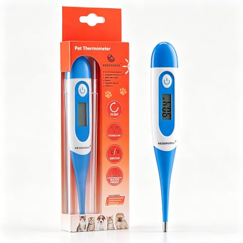 Digital Pet Thermometer for Accurate Fever Detection Suitable for Cats/Dogs/Horse/Veterinarian Waterproof Pet Thermometer Fast and Accurate Measurements in 20 Seconds (Blue)