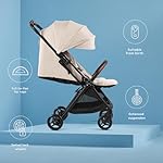 Silver Cross Jet 5 - Full Size TSA Approved Infant & Toddler Travel Stroller - Lightweight, Compact & Easy to Fold, with All-Terrain Wheels and One Hand Full Flat Recline (Almond White) - Image 2