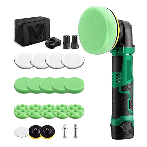 QAIXAG Mini lucidatrice a Batteria Lucidatrice for Auto 3000 Giri/min 12V Auto elettriche Lucidatrice velocità di Regolazione Strumento di Dettaglio Automatico (Color : 2 x Battery Set, Size : 1 s