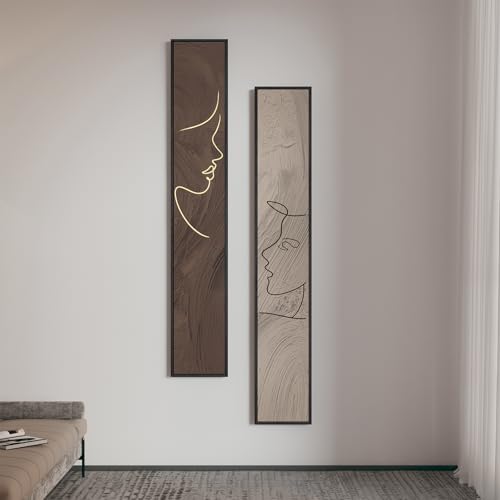 Large Framed Long Narrow Vertical Neutral Abstract Wall Art Set, 2 Piece Beige Brown Modern Canvas Prints Paintings Artwork for Walls-Minimalist Pictures for Entryway Hallway Living Bedroom Wall Decor