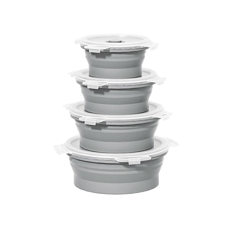 DYRBF - Set di contenitori per alimenti in silicone, pieghevoli, insalatiera con coperchio, portatile