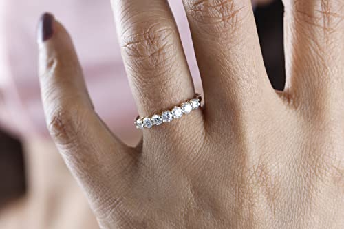 Buy Jewels Solid 10k Gold Wedding Band Moissanite Half Eternity Anniversary Ring For Women (G-H Color) (Yellow Gold, 7)3