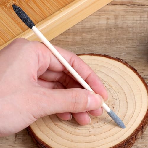 VOANZO 50 Stück doppelköpfige Schleifstäbe, Holzpolierstäbe für Nägel, Detailreinigung, Feinschleifwerkzeuge für Enge Stellen, feine Körnung 150, Schwarz, 280, Grau