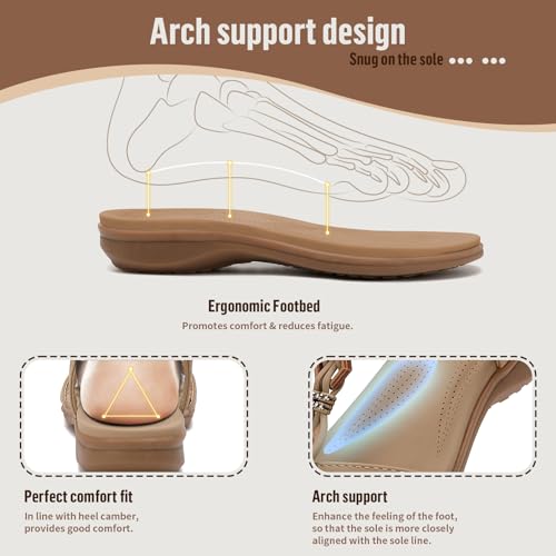 Image of Littleplum Womens Sandals Comfort Arch Support Sandals Summer Walking Shoes Casual Ankle Elastic Flip Flops Shoes