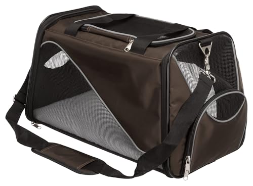 TRIXIE Hunde-Tasche Joe - Öffnungen vorne und oben - abnehmbarer Schulterriemen - integrierter Kurzleine - gepolsterte Bodenplatte - reflektierende Elemente - 28 × 28 × 47 cm - bis 10 kg - 28847