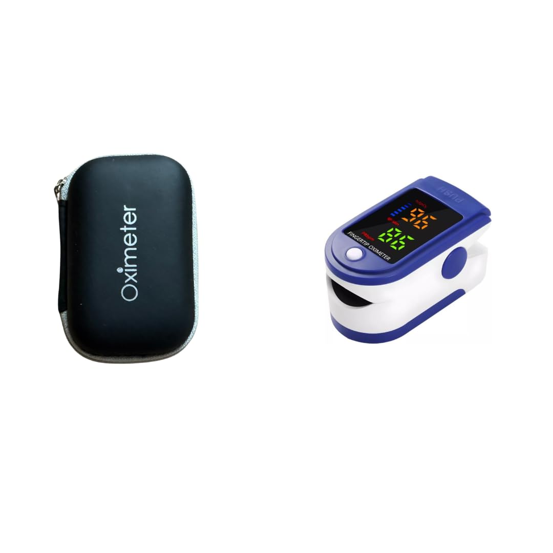Oxímetro Digital Medidor Pulsação e Saturação de Oxigênio no Sangue Pulso Pilha Portátil Simples Pratico (OXIMETRO + ESTOJO PROTETOR)