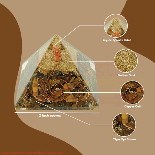 Image of Tiger Eye Pyramid | 2-Inch | Pyramid for Meditation, Energy Healing, and Spiritual Practices | Handcrafted with Genuine Gemstones |