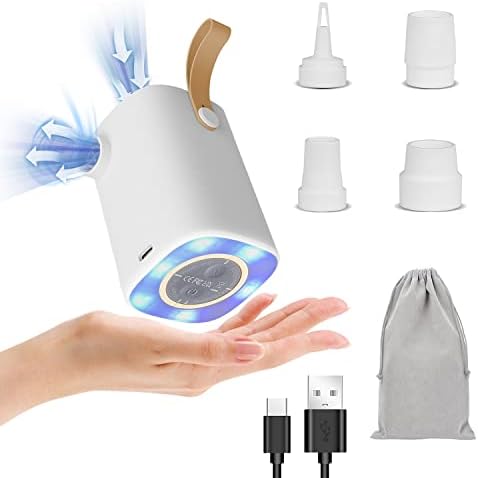 Portable Mini air Pump 5000pa Pressure, Rechargeable Battery Air Mattress Pump Quickly inflated Decompression with Led Light, Suitable for Outdoor Camping Pool Floats air Mattress Vacuum Storage Bags