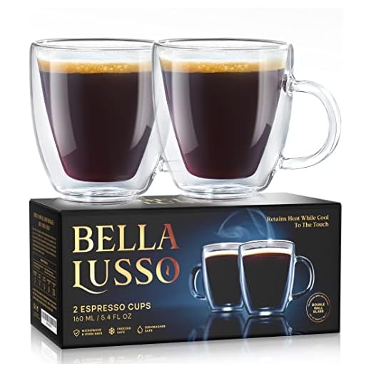 Glass Espresso Cups - Double Wall Insulated Coffee Mugs - Designed in USA - 2 Pack, 5 oz - Set for Cappuccino,Latte,Tea,Shots - Borosilicate Glassware - Dishwasher,Microwave Safe - Premium Gift Box
