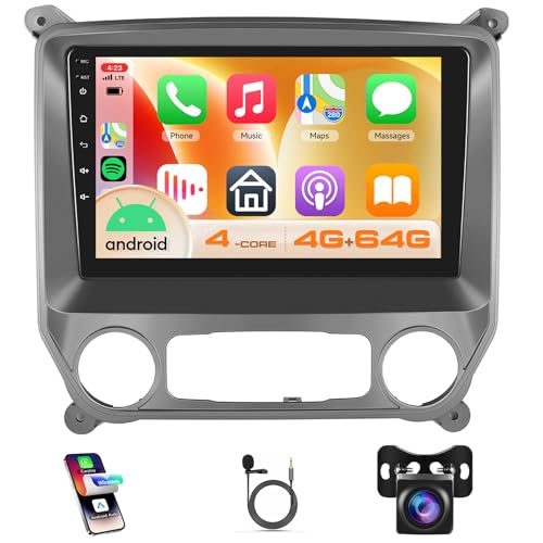 KYNNT 4G+64G CAR Radio for Chevrolet Chevy Silverado 2014-2018, Android Car Stereo Wireless CarPlay Android Auto, EQ, GPS Navigation WiFi, Bluetooth 10.1'' Touch Screen FM Backup Camera MIC