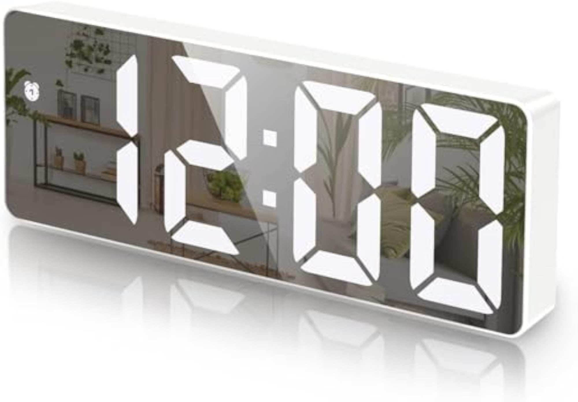 LED Mirror Digital Alarm Clock with Adjustable Brightness