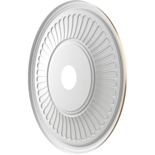 Image of Ekena Millwork CMP22BECGH Berkshire Thermoformed PVC Ceiling Medallion (Fits Canopies up to 10 1 /8 inch), 22 inchOD x 3 1 /2 inchID x 1 inchP, Metallic Gold Rush