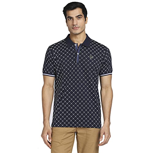 Image of Colorplus Men's Pure Cotton Print Pattern Tailored Fit Polo Neck Half Sleeve Casual T-Shirt