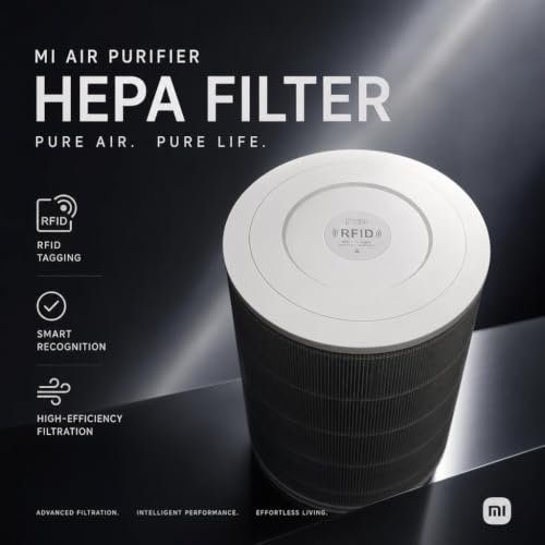 Image of TEKCOOL HEPA Filter for Air Purifier Compatible with Xiaomi Mi Air Purifier 1 /2 /3 /2S /2H /3H /3S Pro, RFID Chip Enabled Activated Carbon Filter Replacement, Removes PM2.5, Dust, Smoke, Odour & Allergens;