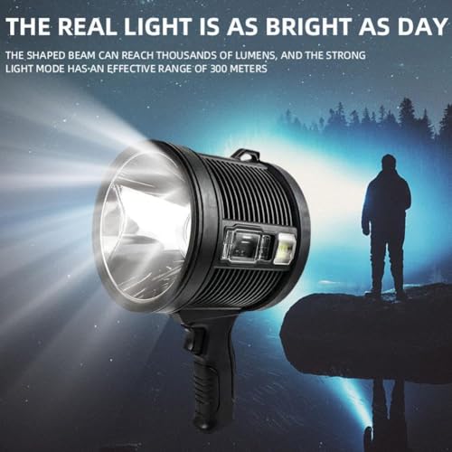 Image of Searchlight Portable LED Flashlight Lighting High Lumen, Flashlight with Zoom, Outdoor Adjustable Brightness Flashlight, 1000000 Lumens Bright LED Spotlight, Long Running Spot Light Searchlight