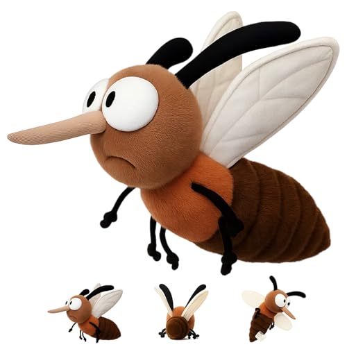 JcvPot Fluffy Fly - Doudou en peluche moche et mignon pour adulte - 23 cm - Grand insecte - Cadeau amusant pour amis et collègues - Pièce de collection unique