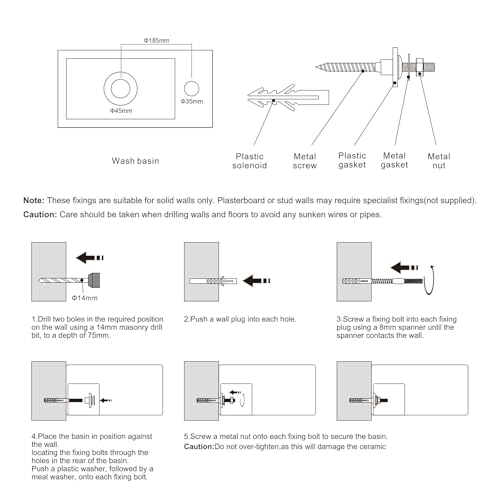 Ibergrif Hänge-Waschbecken, 37.6 x18.8 x 9.3 CM, Einfache Reinigung und Installation, Geeignet für Badezimmer, Weiß, Keramikmaterial