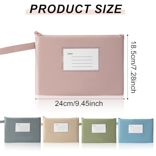 VEOIRXU 5 Stück Banktasche mit Reißverschluss Bankmappe Geldscheintasche mit Hängendem Seil und Fenster Dokumententasche für Schule Haushalt Business 21x15CM (5 Farben)