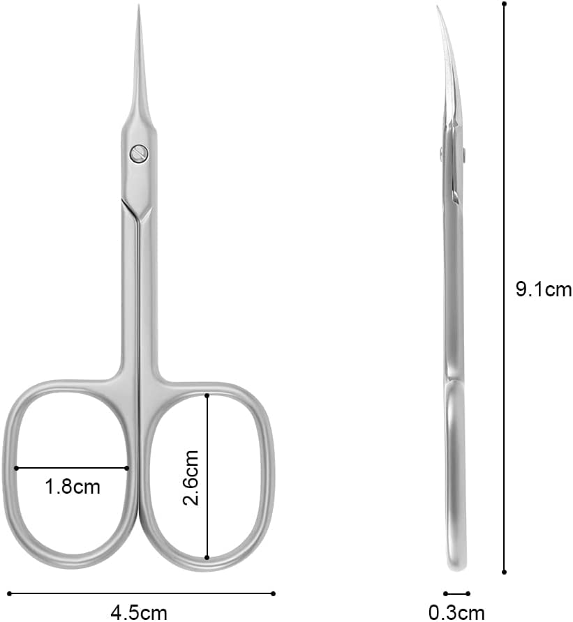 Nail Scissors, Professional Stainless Steel Curved Cuticle Scissors, Sharp Dead Skin Scissors Manicure Scissors, Pointed Beauty Scissors for Trimming Eyebrows, Nose Hair, Finger & Toe Nail Care - Image 3