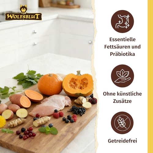 WOLFSBLUT – VetLine Renal | Diät Trockenfutter für ausgewachsene Hunde zur Unterstützung der Nierenfunktion. Getreidefreies Alleinfutter im Beutel | 2kg Huhn mit Süßkartoffeln