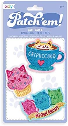 OOLY, Patch 'em Iron-on Patches: Cat Café - Set of 3