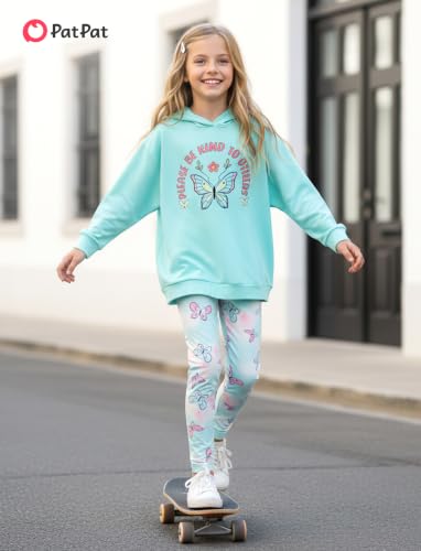 Image of PATPAT Girls 2 Piece Outfits Long Sleeve Hoodie and Leggings Clothing Set Outfits for Girls 4-12Y Fall /Winter Outfits