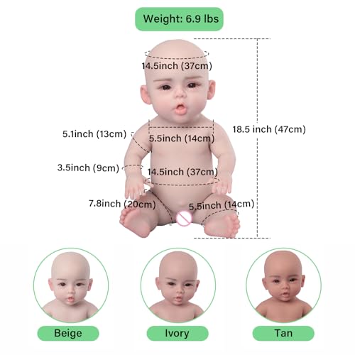 Muñeca de Silicona Reborn Bebé 18.5 Pulgadas miniatura 3