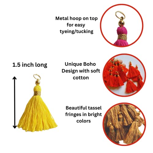 Image of Zippy Flora Micro 1.5 inch Length Cotton Handmade Tassels for Saree /Blouse /Dupatta /DIY /Decor (Pack of 12) (Parrot Green)