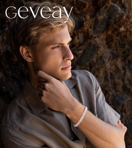 Men's Stainless Steel Silver Bracelets,6Pcs Adjustable Trendy Cuban Link Chain Bracelet Set Men Jewelry Gifts(Silver/Gold/Black,7+1.2 inch)2