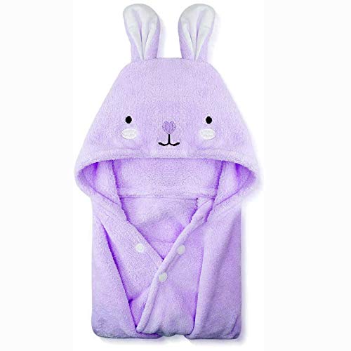 Image of ROMASA Toddler Hooded Bath Towel Ultra Soft Towel Highly Absorbent Bathrobe Blanket for Boys Girls- 27.5" x 55" (Purple)