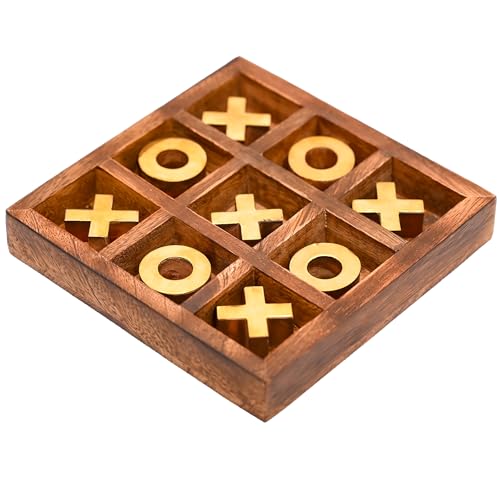 Tarini Gallery Tic Tac Toe Wooden Board Game Handmade Noughts