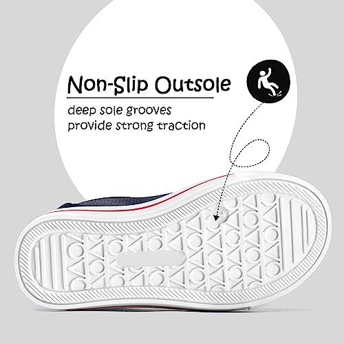 Image of KomForme Toddler Sneakers for Boys and Girls Cartoon Dual Hook and Loops Sneakers Baby Canvas Shoes | Comfortable, Lightweight