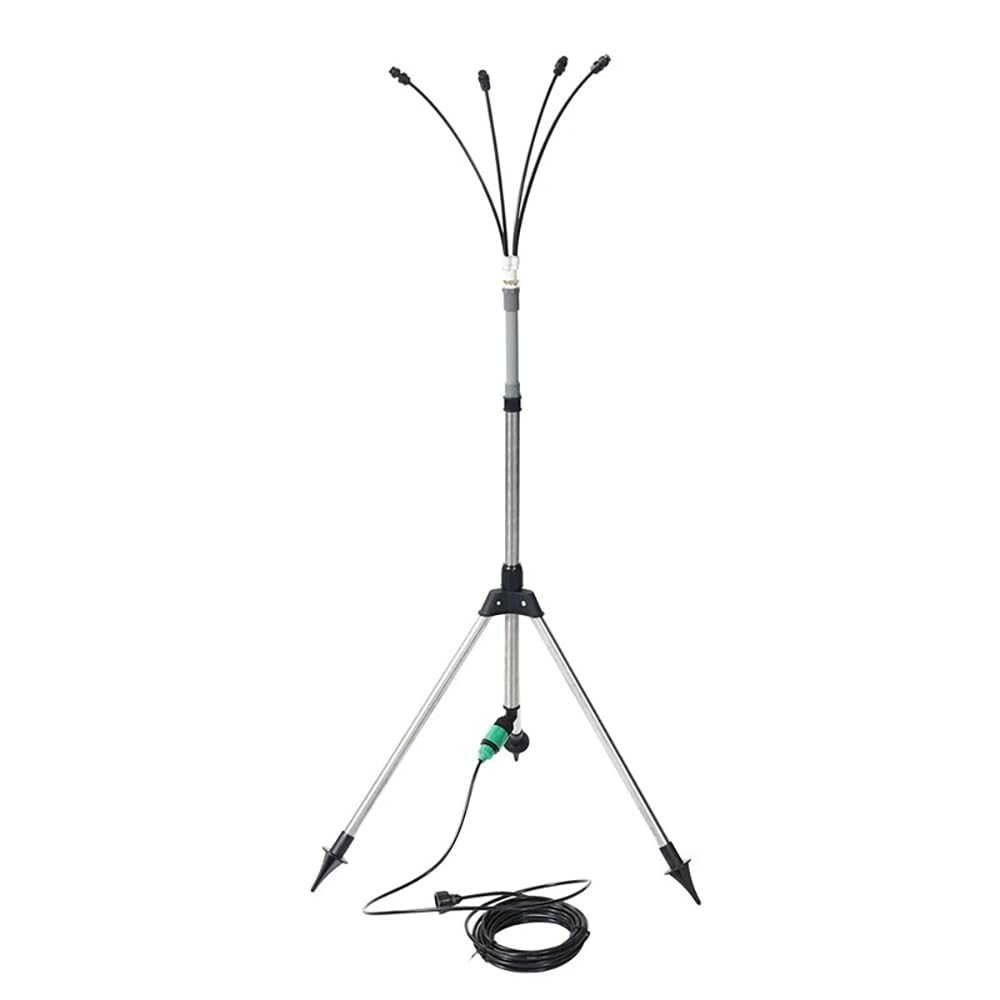 NEWFUN Nebulizzatore d'acqua da Esterno, Tubo Nebulizzatore da 8 M con 4 ugelli in Ottone, angolo Regolabile a 360°, Sistema di Raffreddamento a Nebbia per terrazze, Giardini, Spazi all'aperto