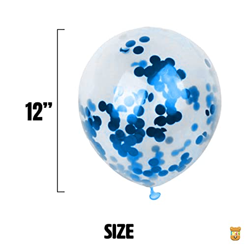 Image of ITAF Blue Glitter Transparent Confetti Balloons For Balloon Garland /Birthday /Anniversary /Baby Shower /Bachelorette /Engagement & Cocktail Party Decorations - Pack of 20