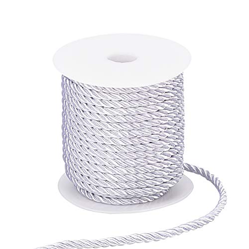 PH PandaHall Cuerda trenzada de poliéster de 5 mm, cordón decorativo retorcido, 18 m, gris, cuerda decorativa trenzada de 3 capas para decoración del hogar, envoltura regalo Navidad DIY