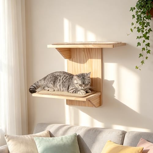 Estantes de pared para gatos forma árbol 2 plataformas miniatura 7