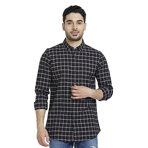Image of Spykar Men's Regular Fit N /A Full Sleeve Checked Casual Shirts
