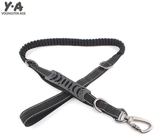 Youngster Age Tactical Dog Training Leash Nylon Dog Bungee Leash with Control Handle Quick Release Clasp for Army Police Dog Training Adjustable and Flexible (45 inch) (Black)