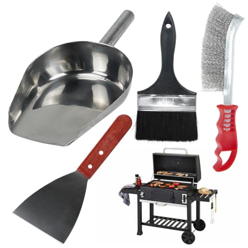 Grill Ash Cleaning Pellet Kit Portable Ultimate Grill Cleaning with Wire Brush Ash Shovel Bristle Brush Angled Shovel