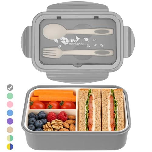 BIBURY Brotdose Lunchbox Erwachsene & Büro 1400ml, auslaufsichere, Große Bento Box mit 3...