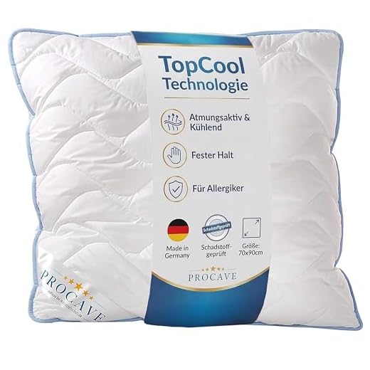PROCAVE TopCool Kopfkissen Kochfest 70x90 cm, Qualitäts-Stepp-Kissen, atmungsaktives Allergiker Kissen, Winter- und Sommer-Kissen 100% aus Deutschland