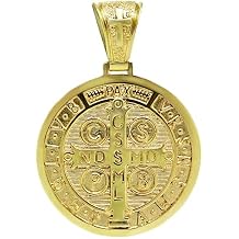 Solid 10K or 14K Gold Saint Benedict Pendant Medal Cross Exorcism Catholic Mens Womans Gift